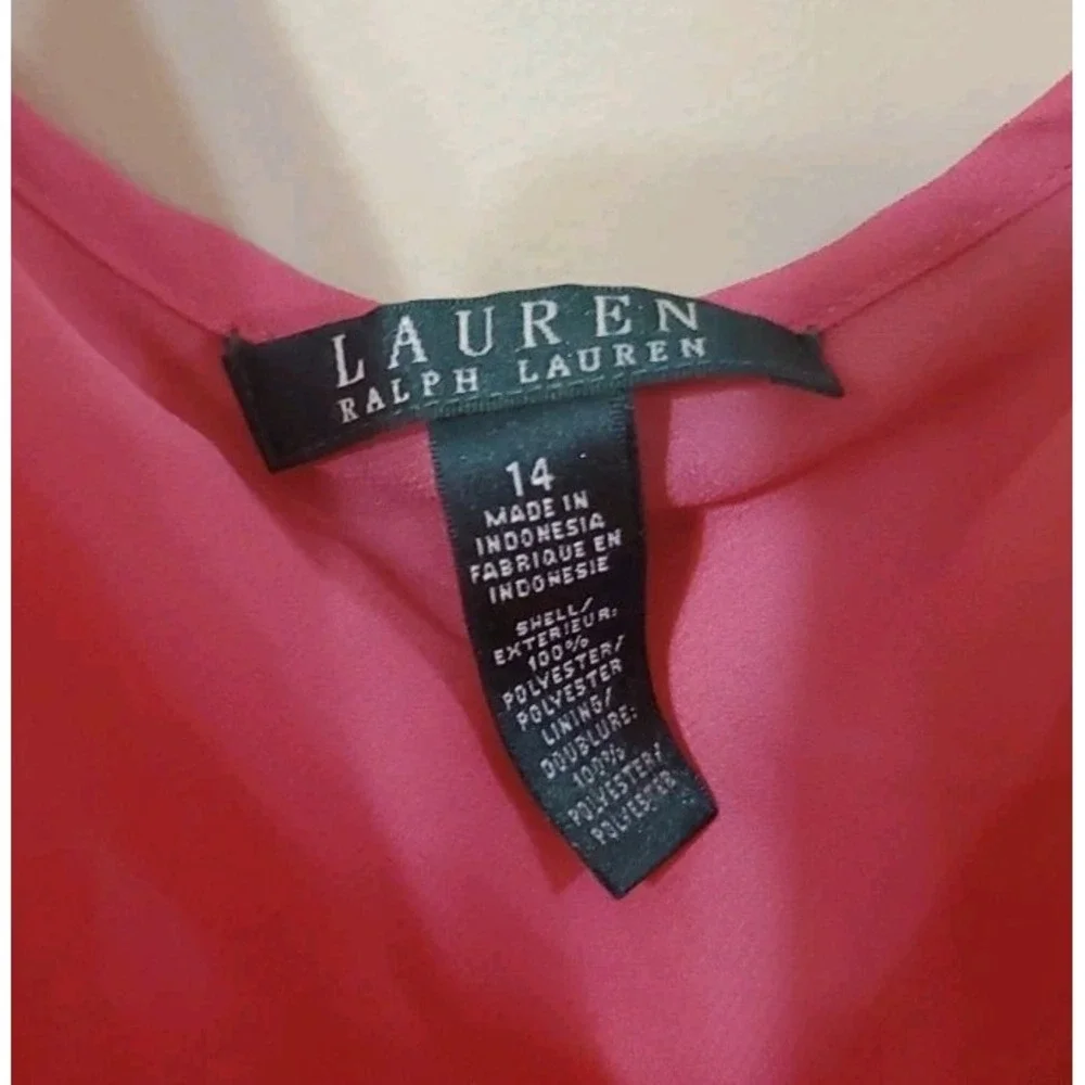 Lauren Ralph Lauren Hot Pink Slip Dress Size 14 Spaghetti Strap Barbiecore